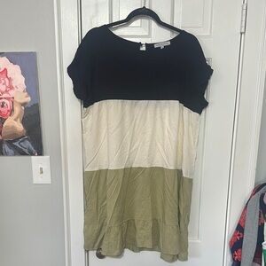MISS SPARKLING NAVY BLUE CREAM AMD PEA GREEN DRESS SIZE XL